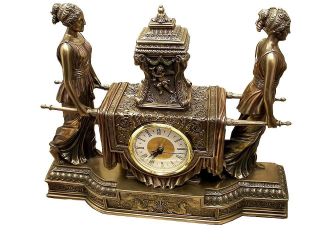 Desk Mantel Clock Ancient Litter Sedan Chair Neoclassical Gift Veronese Art
