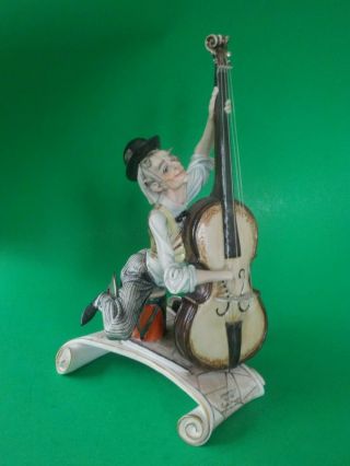 Vintage Tiziano Galli Porcelain Figurine Man Paying Violoncello & Cymbals Excel.