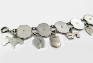 Antique Silver Charm Bracelet Fairy Tales Enamel Lucky Symbols Love Clover 5