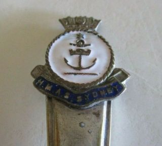 HMAS Sydney - Large Vintage Navy Souvenir Teaspoon - Anchor,  Crown,  Star & Rope 2