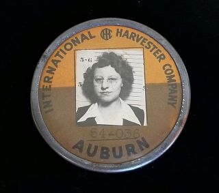 Wwii Era International Harvester Company Auburn,  Ny Employee Id Badge