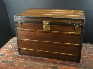 Goyard Aine Antique Large Steamer Trunk With Trays