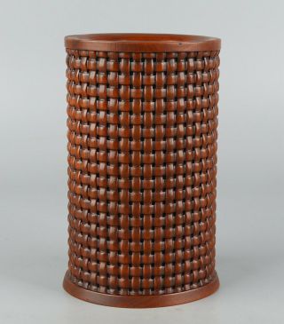 Chinese Exquisite Hand - Carved Boxwood Brush Pot