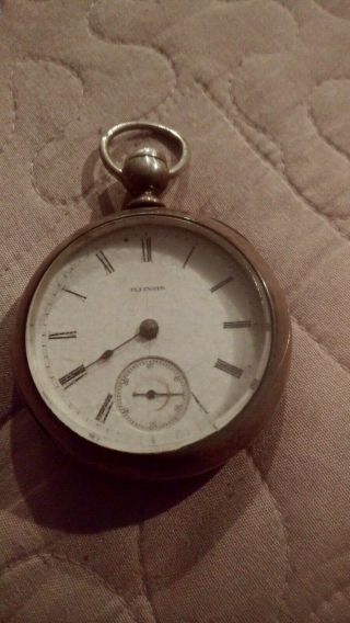 Illinois Watch Company Pocket Watch Fahys Monarch Coin Silver Case
