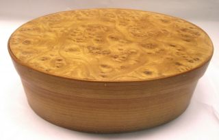 Shaker Style Oval Box 5 Size - Cherry - Top Red Wood Burl - Signed