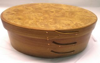 Shaker Style Oval Box 5 Size - Cherry - Top Red Wood Burl - Signed 4