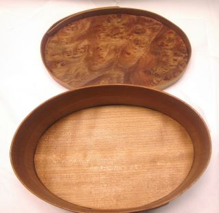 Shaker Style Oval Box 5 Size - Cherry - Top Red Wood Burl - Signed 5