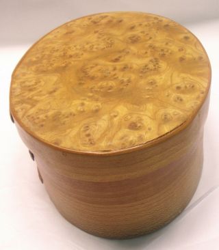Shaker Style Oval Box 5 Size - Cherry - Top Red Wood Burl - Signed 8