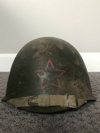 Wartime Soviet Ssh40 Helmet With Red Star Decal.  Read The Description