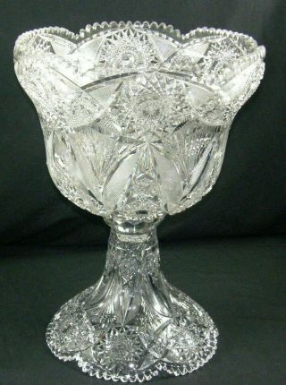 Antique Magnificent American Brilliant Cut Glass 19.  5 