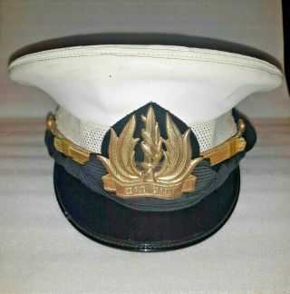 Vintage Idf Army Navy Israel Bert Military Hat With A Navy Symbol