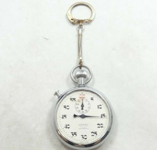 Vintage Arnex Swiss Made Silvertone Pocket Stopwatch.