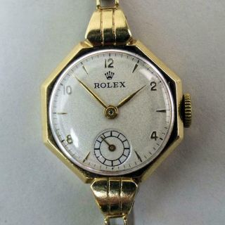 Vintage Ladies Rolex 9 Carat Gold Watch & Strap C.  1939