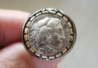 Alexander Iii The Great Authentic Ancient Silver Drachma Coin 925 Silver Ring