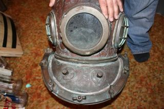 Vintage Antique Brass Diving Helmet 12 Bolt Marked Japan Nippon Tokyo May 2 602 12
