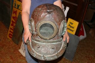 Vintage Antique Brass Diving Helmet 12 Bolt Marked Japan Nippon Tokyo May 2 602