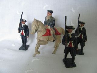 4 Vint Lead Revolutionary Soldiers Washington On Horseback Lincoln Logs Usa