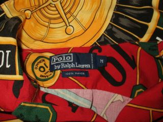 VTG 90 ' S RALPH LAUREN POLO CASINO ROULETTE WHEEL RAYON CAMP SHIRT POKER CHIPS M 3