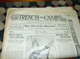May 6 1918 Trench And Camp Newspaper Wwi Military Camp Greene Charlotte Nc