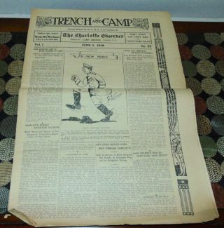June 3 1918 Trench And Camp Newspaper Wwi Military Camp Greene Charlotte Nc