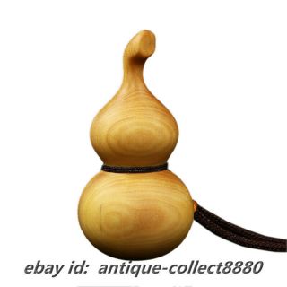 75MM Fine Chinese Box - wood Hand - carved Cucurbit Lucky Gourd Small Statue Pendant 5