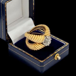 Antique Vintage Deco Retro 18k Yellow Gold 3.  36 Ct Diamond Engagement Ring S 4.  5
