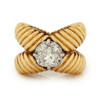 Antique Vintage Deco Retro 18k Yellow Gold 3.  36 Ct Diamond Engagement Ring S 4.  5 2