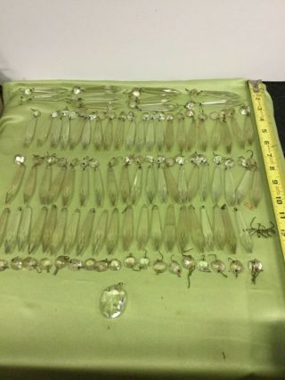 70 Old 4” Glass Faceted Drop Spear Prisms