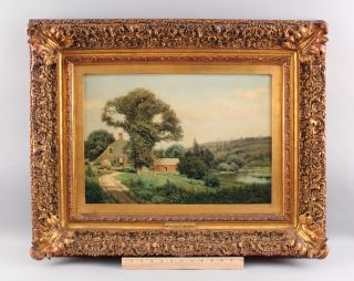 19thc Antique Henry Pember Smith American Country Landscape Oil Painting,  Nr