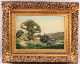 19thC Antique HENRY PEMBER SMITH American Country Landscape Oil Painting,  NR 2