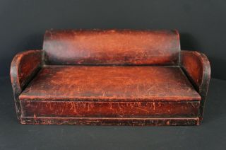 Cool Miniature Leather Sofa Art Deco,  Secret Box,  Cigar Humidor? 1940 