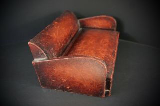Cool miniature leather sofa Art Deco,  secret box,  Cigar humidor? 1940 ' s ? 3
