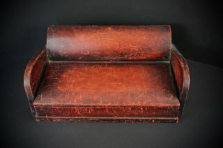 Cool miniature leather sofa Art Deco,  secret box,  Cigar humidor? 1940 ' s ? 6
