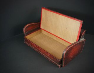 Cool miniature leather sofa Art Deco,  secret box,  Cigar humidor? 1940 ' s ? 8