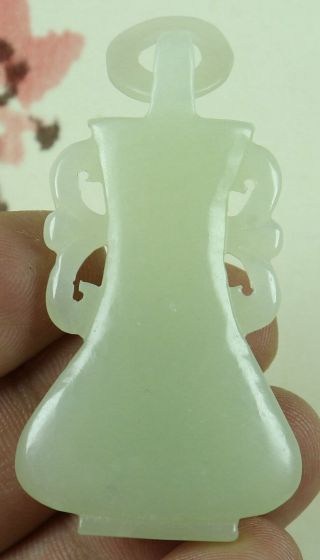 Certified Finely Chinese Qing Dy Old Nephrite Jade Carved Bottle Pendant C1323