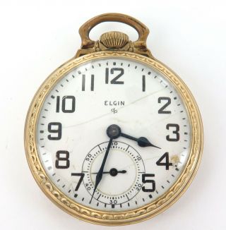 1950 Elgin 16s 17j 5 Adjusts 10k R.  G.  P.  Pocket Watch.
