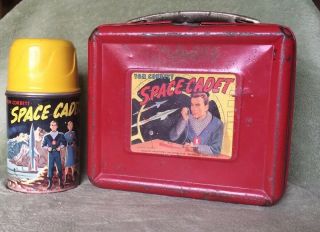 Vintage 1950s Tom Corbett Space Cadet Red Lunchbox With Thermos