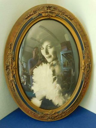 Ornate Antique Large Picture Photo Frame Plaster Moulding Convex Glass 1920s