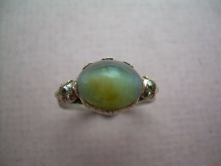 Antique Georgian Tigers Eye & Diamond Gold And Silver Ring Size L.