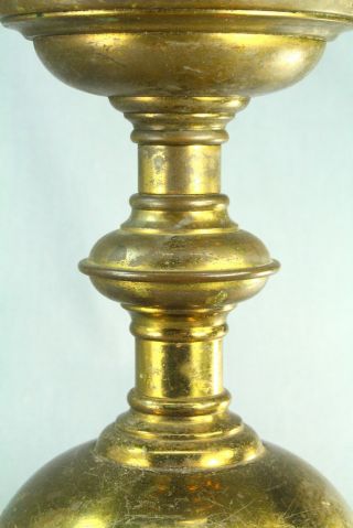 Antique 1800 ' s GOTHIC REVIVAL Brass Pricket Candle Holder Candlestick 14 