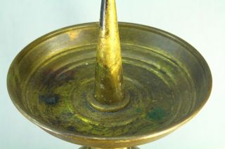 Antique 1800 ' s GOTHIC REVIVAL Brass Pricket Candle Holder Candlestick 14 