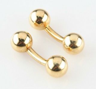 Tiffany & Co.  18k Yellow Gold Vintage Round Ball Curved Cufflinks 8.  1 Grams