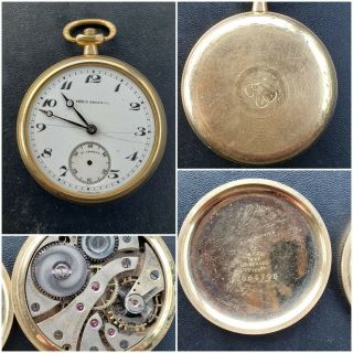 Vintage Swiss Traub Bros & Co.  Detroit 16s 17j Pocket Watch 14k Gold Filled