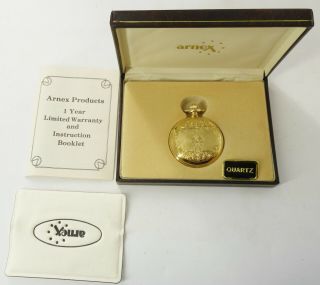 Running Arnex Gold Plated Day Date 47mm Pocket Watch W5