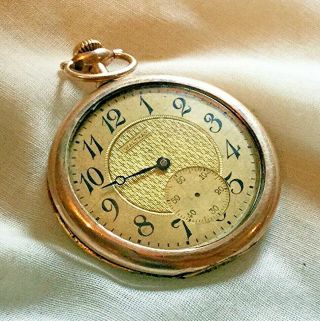 Antique 1905 Waltham Gold Pocket Watch Colonial Series A.  W.  W.  Co.  Cresent 15 Jewl