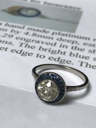 Antique Art Deco Diamond And Sapphire /platinum Diamond Ring Engagement Ring