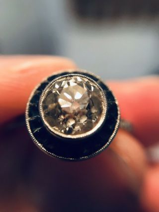 antique art deco diamond and sapphire /platinum diamond ring Engagement Ring 6