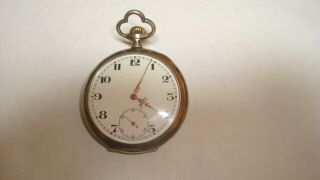 1918 Silver Pocket Watch Ancre Ligne Droite 15 Rubies.  800 Swiss Not Running