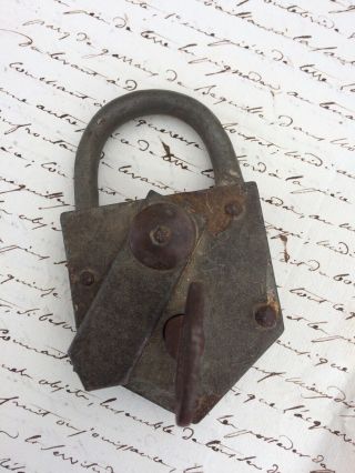 Vintage French Padlock And Key Order And Marked With Numbers