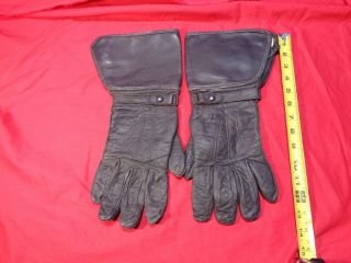 Vintage Ww1 Era Leather Gauntlet Pilot / Motorcycle Gloves Military